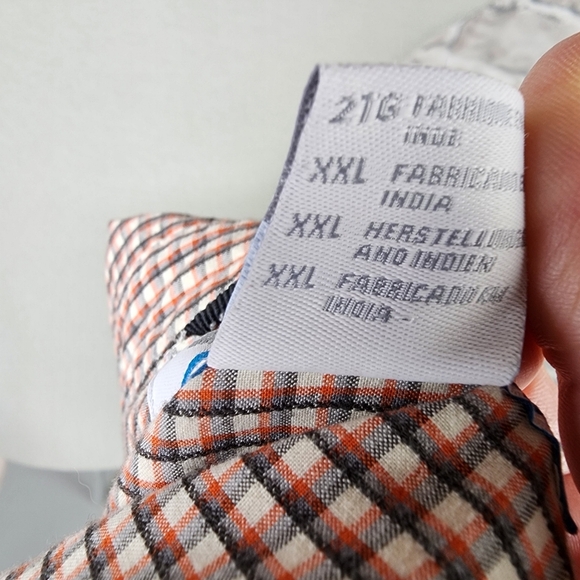 Columbia Plaid Button Front Shirt Cotton Orange Black Cream Size XXL - Picture 4 of 12